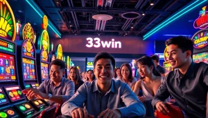 Engaging online gaming experience at 33win.global with diverse players in a vibrant casino atmosphere.