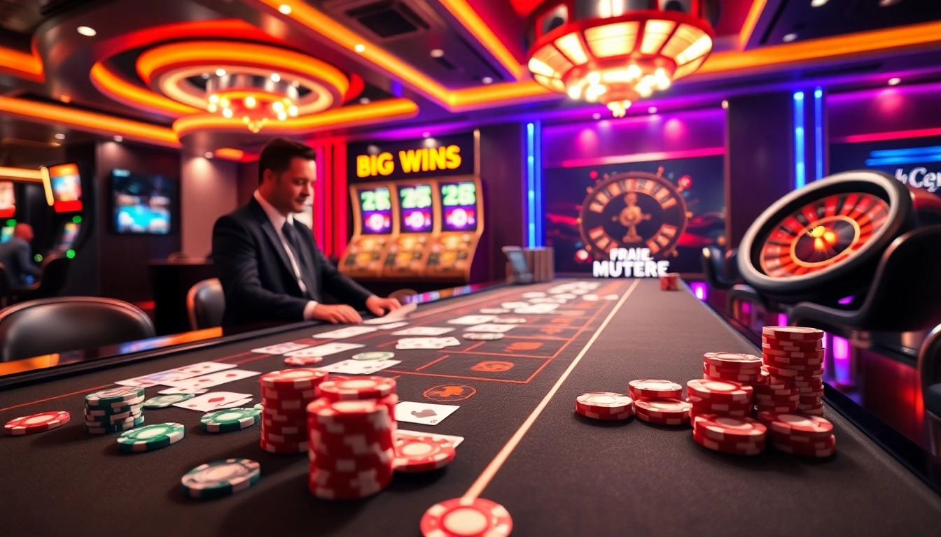Experience thrilling gaming action at CK444 with vibrant casino tables and colorful poker chips.