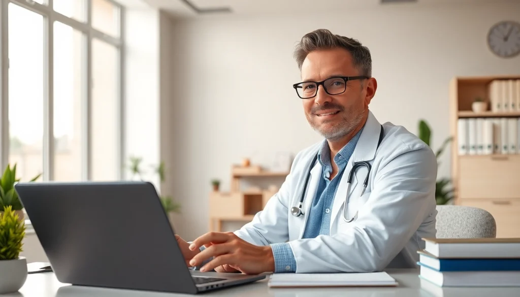 Engaging psychiatrist dubai in a serene office setting, fostering a comforting atmosphere for patients.