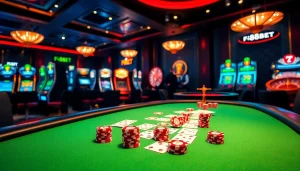 F88BET poker table with high-stakes gameplay, vibrant atmosphere, and luxurious casino setting.