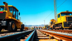Railroad Contractors Near Me working diligently on a railway construction project.