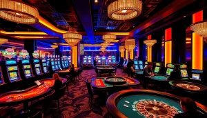 AF88 casino players enjoy a thrilling gaming experience at elegant tables with vibrant chips and cards.