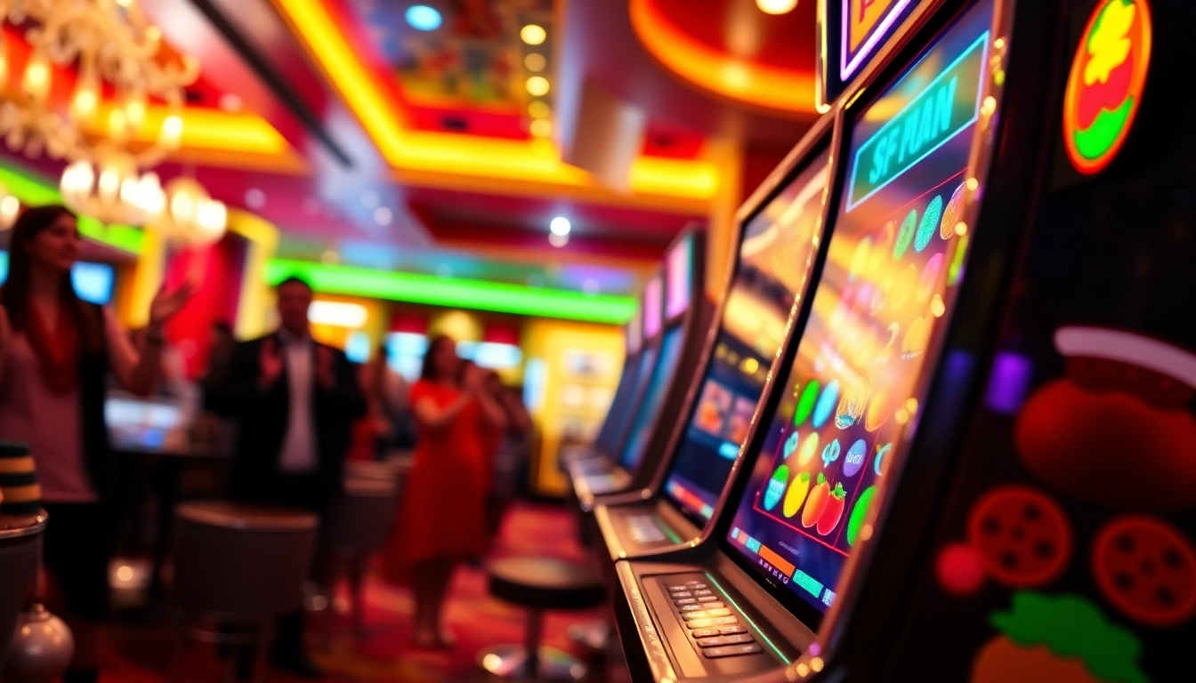 Menampilkan slot88 dengan mesin slot modern yang memikat dan pemain excited.