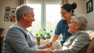 Caregivers providing senior home care austin services in a cozy environment.