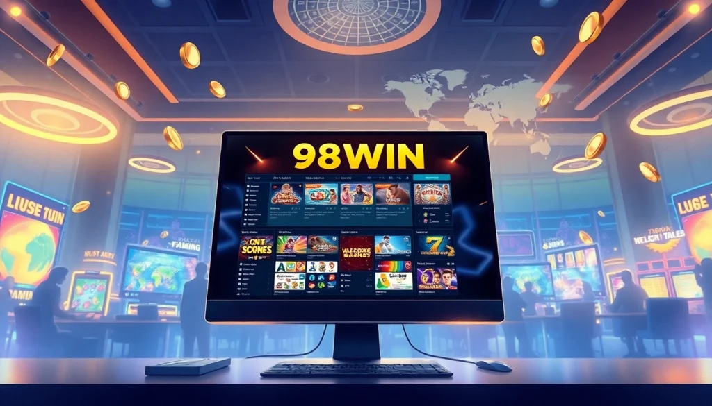 Experience the excitement of 98WIN, a leading online betting platform with a vibrant casino interface.