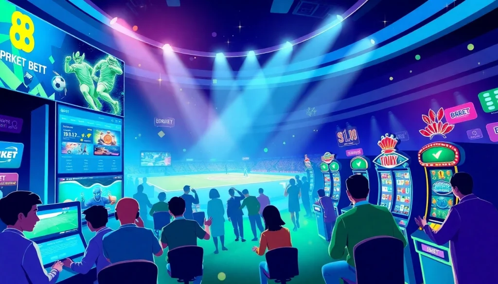 Exciting visual of the trang chủ 8kbet online betting platform, showcasing vibrant sports and casino gaming.