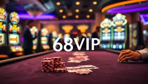 Table dynamics at 68VIP casino with vibrant gaming chips and cards in play.
