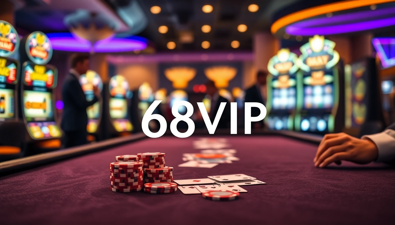 Table dynamics at 68VIP casino with vibrant gaming chips and cards in play.