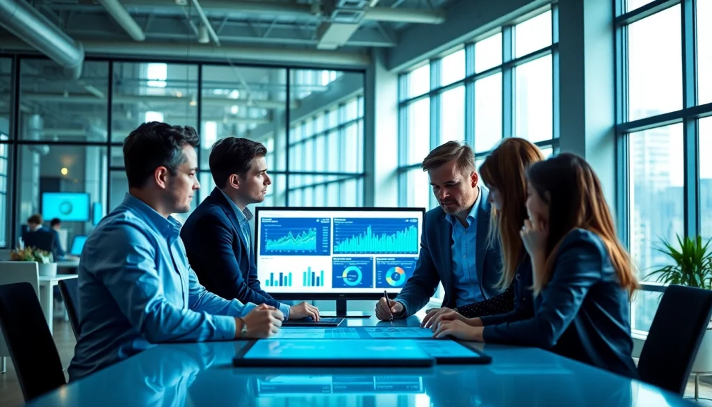 Analyze competitive intelligence faqs in a collaborative office environment with data visuals.