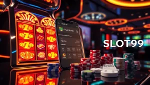 Engaging SLOT99 online slot game interface showing instant wallet deposits and vibrant reels spinning