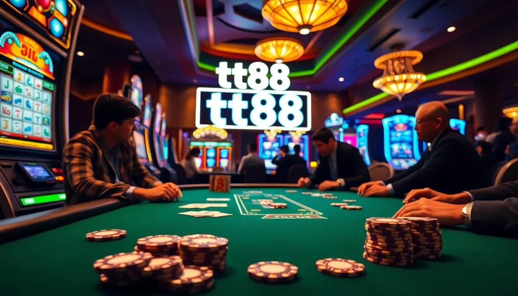 Engage with the thrilling tt88 gaming experience at an elegant casino table full of excitement.