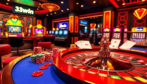Experience thrilling betting action at 13win's upscale online casino, featuring vibrant tables and dynamic slot machines.