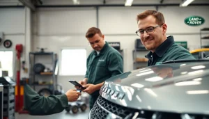 Kinghams expert mechanic repairing a Land Rover in a bright workshop.