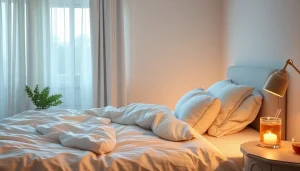 温かいお茶と落ち着くインテリアで、風邪を一晩で治す方法を提案する心地よい寝室の環境。