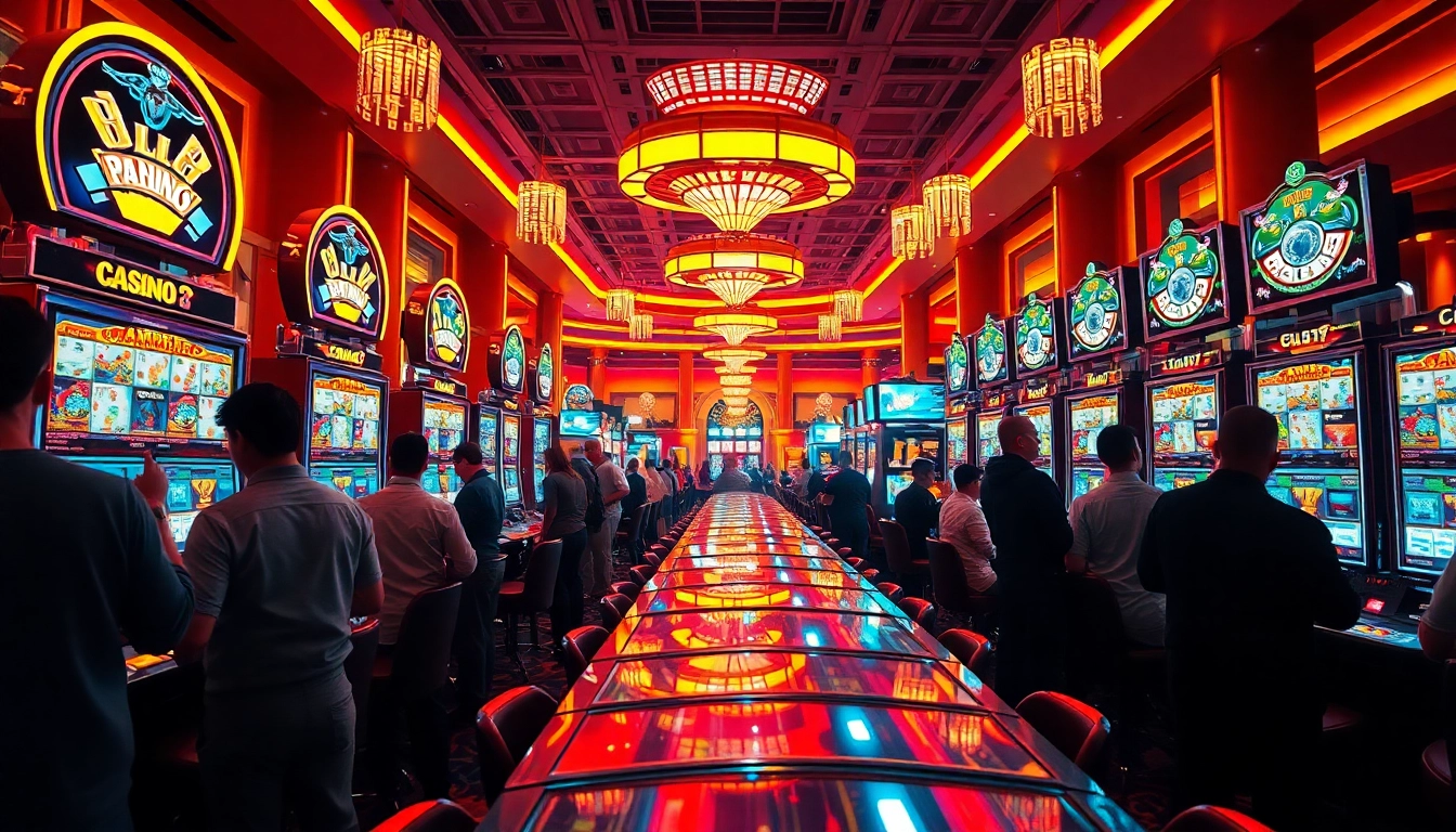 Mainkan situs slot gacor di kasino dengan mesin slot menyala di latar belakang.