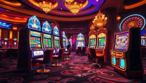 Players enjoying high-stakes slot gacor machines in a luxurious casino atmosphere.