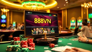 Engaging online casino scene featuring the 888VND platform with dynamic betting elements.