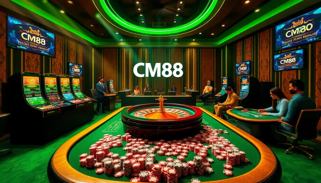 Experience thrilling games at CM88's vibrant casino, featuring roulette, poker, and rich rewards.