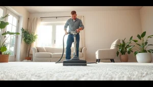 Efficient carpet cleaning roseville ca by a skilled technician in a cozy home.