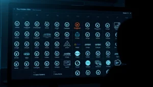Explore the hidden wiki with organized dark web links in a sleek digital interface.