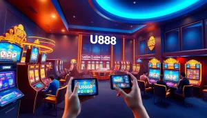 U888 online gaming platform showcasing players and vibrant casino environment.