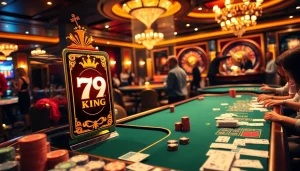 Spin the reels at the 79 king slot machine amidst a vibrant casino atmosphere.