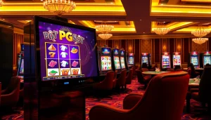 Engage in a thrilling pg slot demo experience with vibrant slots and classic casino elements.