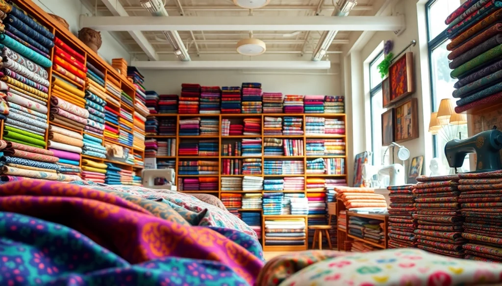 Schoenen in de stoffen webshop nederland, met kleurrijke stoffen en creatief interieur.