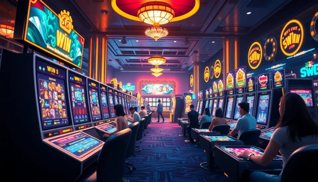 Live online gambling experience at 56WIN com showcasing thrilling casino games and vibrant atmosphere.