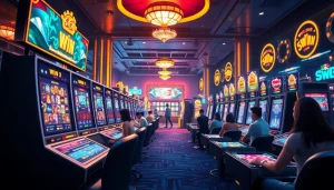 Live online gambling experience at 56WIN com showcasing thrilling casino games and vibrant atmosphere.