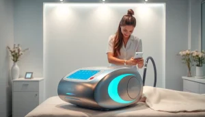 Beauty machine for body fat reduction showcased in a modern salon environment.