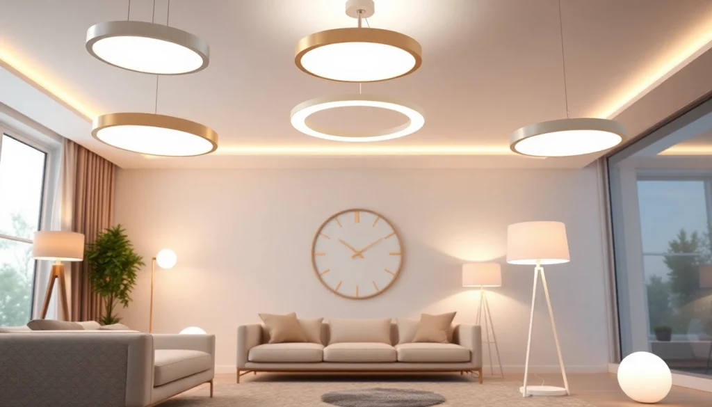 Led verlichting in een moderne woonkamer met stijlvolle armaturen en sfeervolle verlichting.