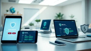 在设备上显示的快连 VPN 界面，强调安全性和全球连接。