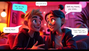 Interactive NSFW AI character chat in a vibrant virtual setting with expressive designs.