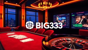 Players enjoying a high-stakes environment at BDG33 online casino, featuring poker tables and roulette wheels.