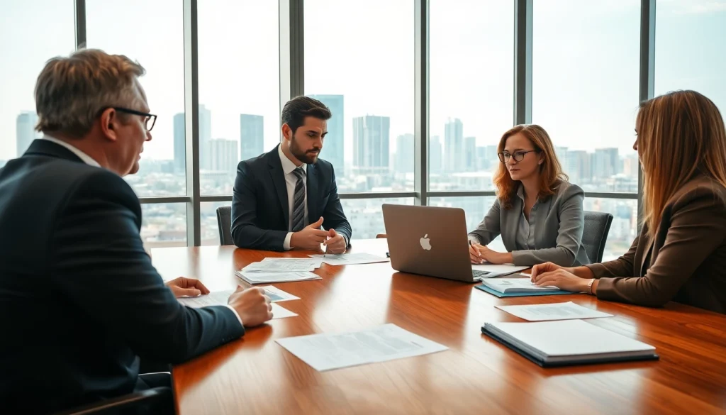 Beratung über Arbeitsrecht in einem modernen Büro mit einer professionellen Anwältin.