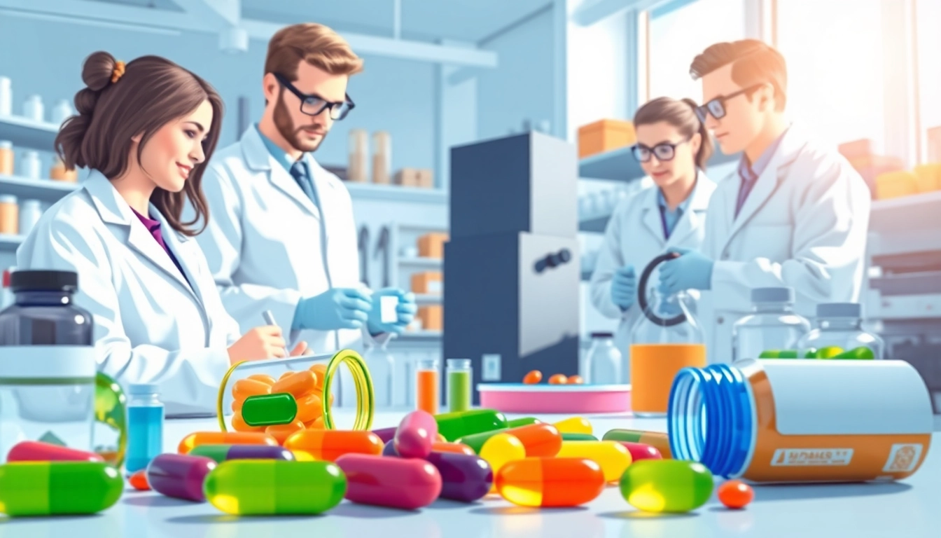 Showcase of professionals at a private label supplement manufacturer uk innovating vitamins and health products.