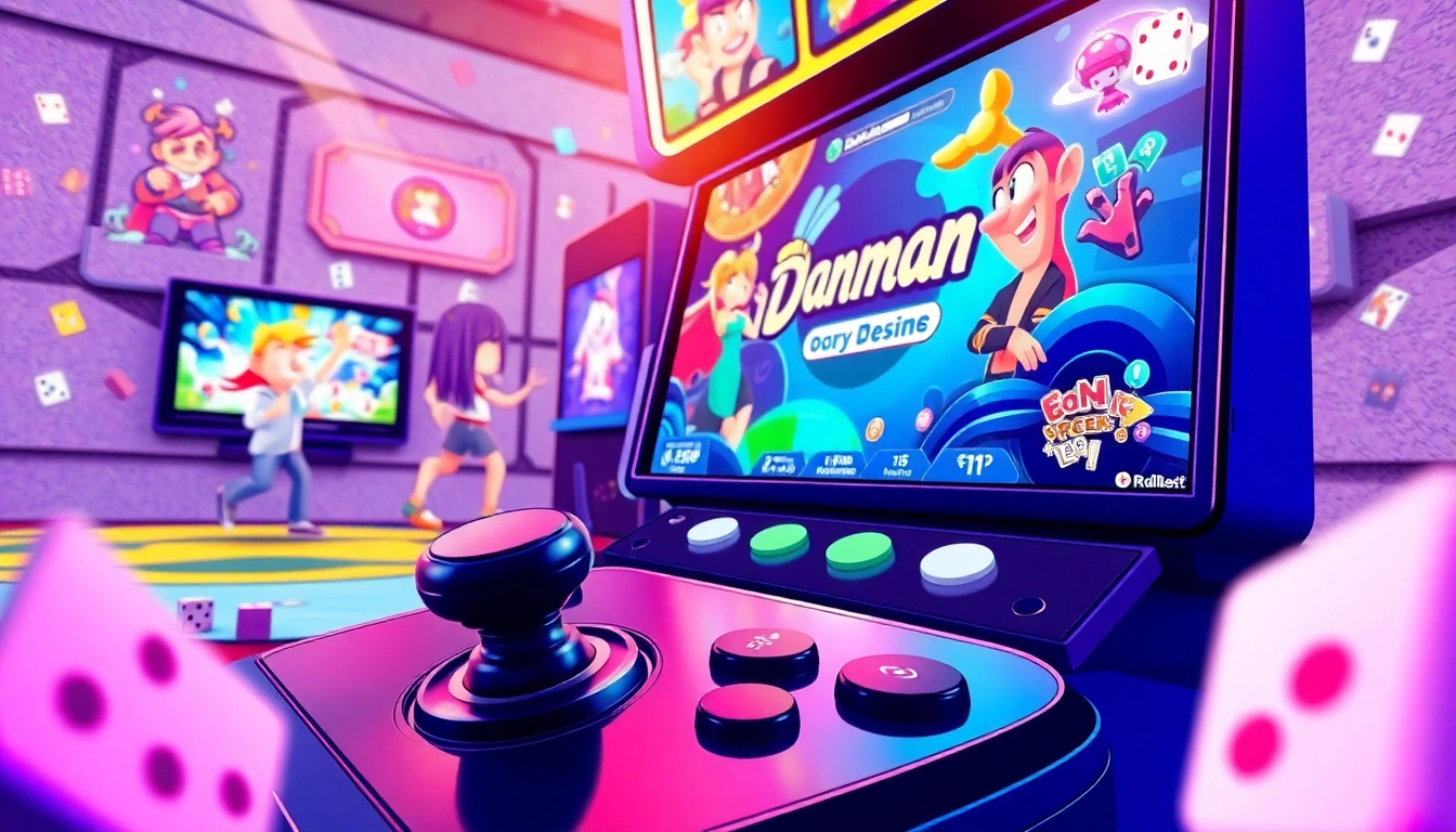 Engaging scene highlighting daman games with colorful characters and digital interface for players.